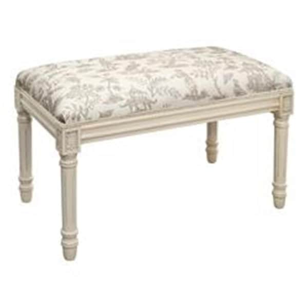 123 Creations Taupe Cathay Upholstered Wooden Bench, Antique White WBC130XXLT - main